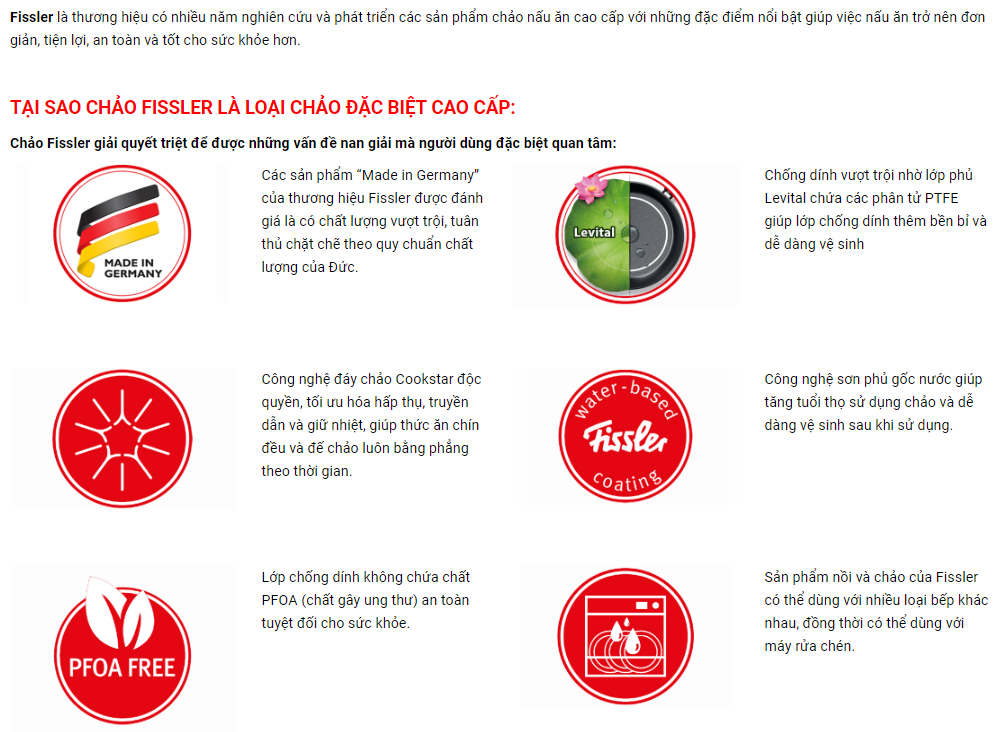 Chảo Fissler Levital Comfort -Hàng chính hãng 100% Bảo hành 24 tháng 6 1f638a0a0049d26d954c7150c0cbc530