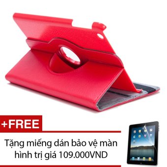 Bao da dành cho iPad 2 3 4 Xoay 360 - Lopez Cute (Đỏ) + Tặng miếng dán bảo vệ...
