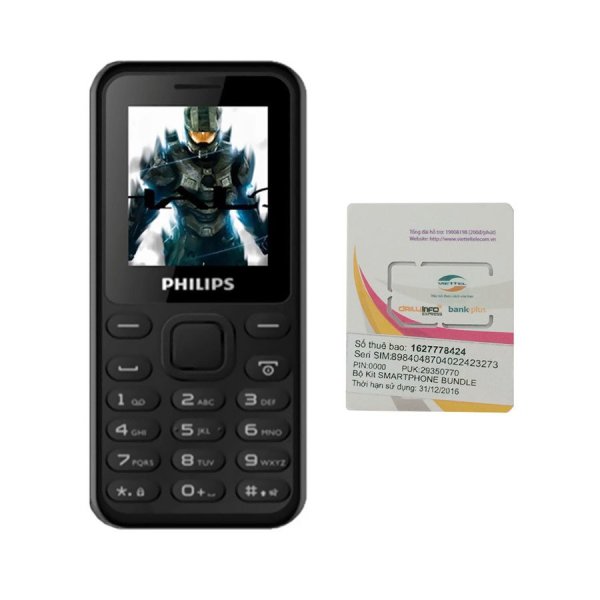 Bộ 1 ĐTDĐ Philips E105 1.77inch 2 Sim (Đen) - Hãng phân phối chính thức + Sim Viettel