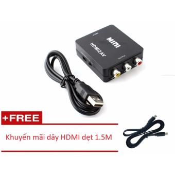 Bộ chuyển đổi mini HDMI to AV MHCA01 (Đen) + Dây HDMI dẹt 1.5M  