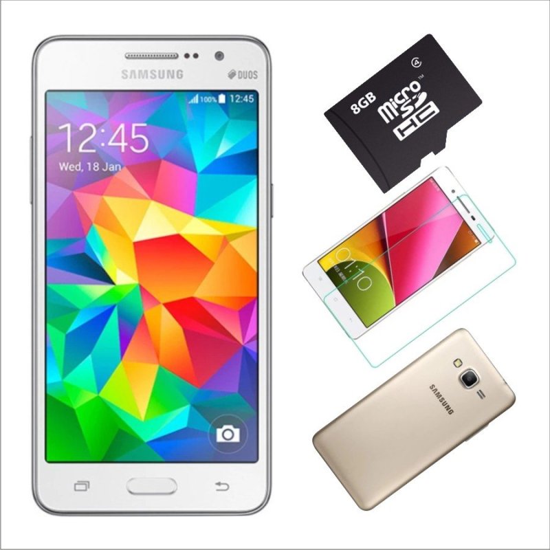 Bộ Samsung Galaxy Grand Prime G530 8GB (Trắng) - Hàng nhập khẩu + Ốp lưng + dán màn hình + Thẻ nhớ 8Gb