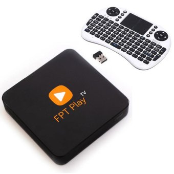 Bộ Smart TV box FPT Play box (Đen) và Bàn phím kim chuột không dây UKB-500 (Trắng)  