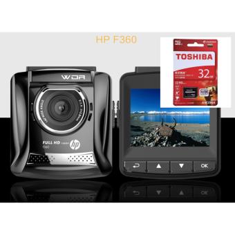 Camera hành trình oto xe hơi HP (Mỹ) F360 và thẻ Toshiba 32G Toshiba xịn  