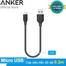 Cáp sạc siêu bền ANKER PowerLine Micro USB 0.3m (Xám)   Cực Rẻ Tại Lamino (Tp.HCM)