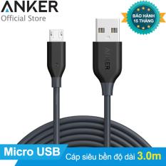 Giá bán Cáp sạc siêu bền ANKER PowerLine Micro USB dài 3m (Xám) – Hãng Phân Phối Chính Thức  