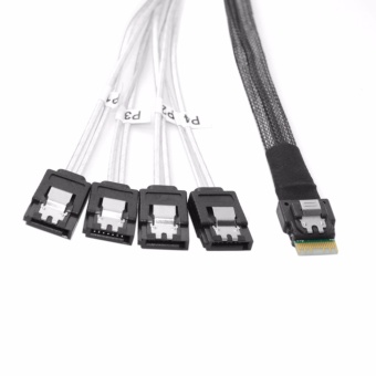 CHENYANG Slim Line SAS 4.0 SFF-8654 4i 38pin Host to 4 SATA 7pin Target Hard Disk Fanout Raid Cable 50cm...