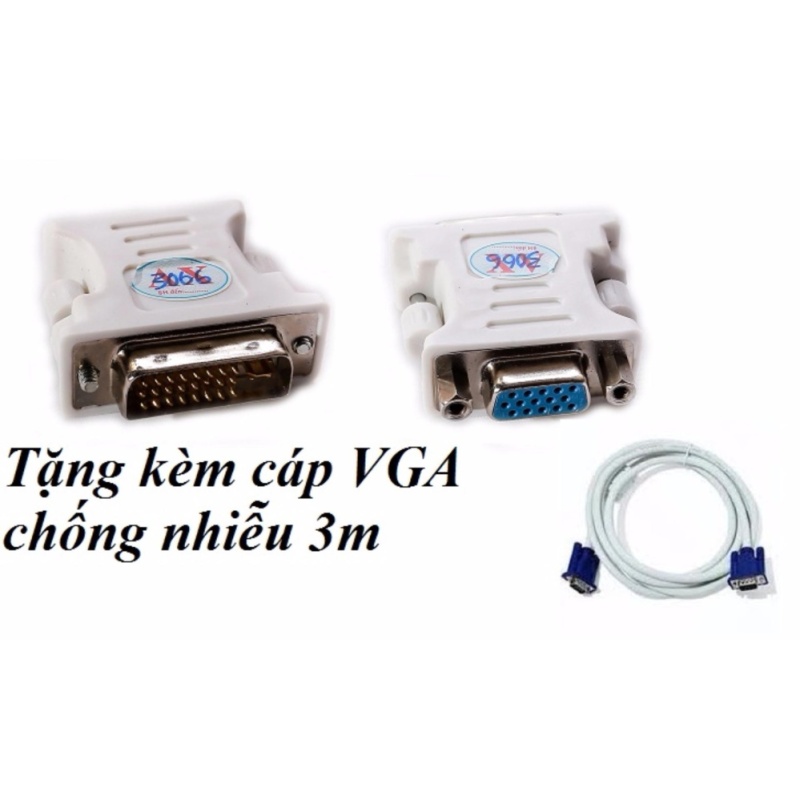 Bảng giá Đầu chuyển DVI (24+5) sang VGA  tặng kèm cáp VGA 3m chống nhiễu, tiện lợi Phong Vũ