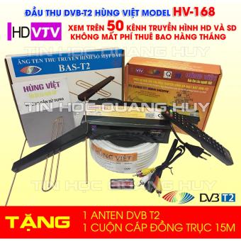 Đầu thu DVB T2 Hùng Việt HD VJV Model HV-168 tặng Anten và cáp đồng trục 15m trị giá 150k...