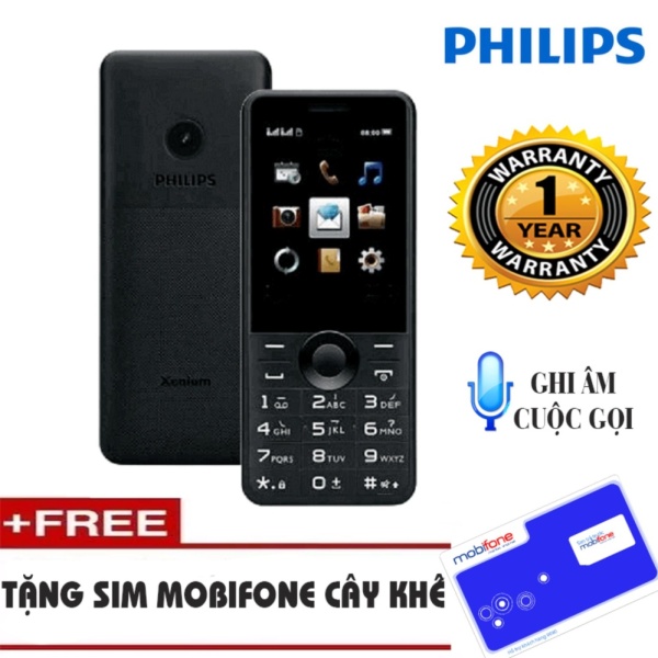Điện thoại Philips E168 Đen Không Kèm Thẻ Nhớ - Tặng Sim Mobifone cây khế