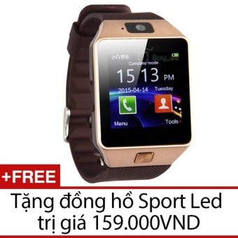 Đồng hồ thông minh Smart Watch Uwatch DZ09 (Vàng) + Tặng đồng hồ Sport Led  