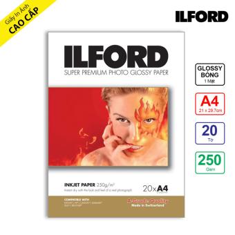 Giấy In Ảnh ILFORD 1 Mặt Bóng (Glossy) A4 (21 x 29.7cm) 250gsm 20 tờ - Hàng Nhập Khẩu  