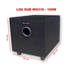 Loa Mega Max MG-316 loa Sub siêu trầm công suất 160W dùng ghép nối với dàn âm thanh (Mặt loa màu đen) Phụ Kiện Số Gia Phạm