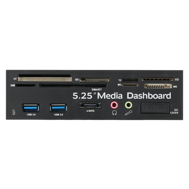 Bảng giá Multi-Function USB 3.0 Hub eSATA Port Internal Card Reader PC Dashboard Media Front Panel Audio for SD MS CF TF M2 MMC Memory Cards Fits 5.25" Bay - intl Phong Vũ