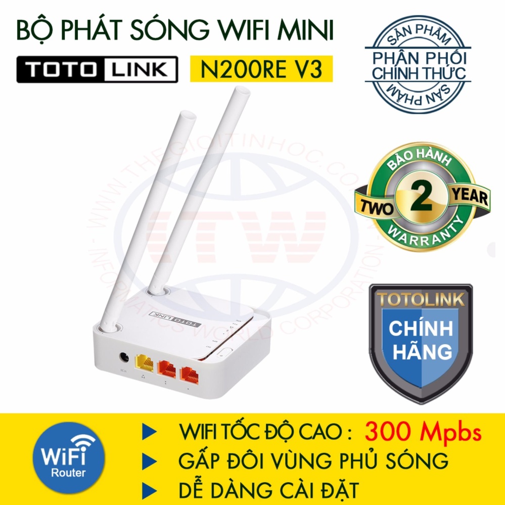 Router WiFi 300Mbps TOTOLINK N200RE-v3(Trắng) - Hãng phân phối chính thức