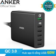 Giá Sạc ANKER PowerPort+ 6 cổng 60w Quick Charge 3.0 có PowerIQ (Đen)   Tại Lamino (Tp.HCM)