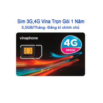 Sim Dcom 3G 4G Vinaphone 1 Năm Không Nạp Tiền- 5,5GB/Tháng  