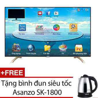 Smart Tivi LED ASANZO 40inch Full HD - Model 40E800 (Đen) + Tặng bình đun  