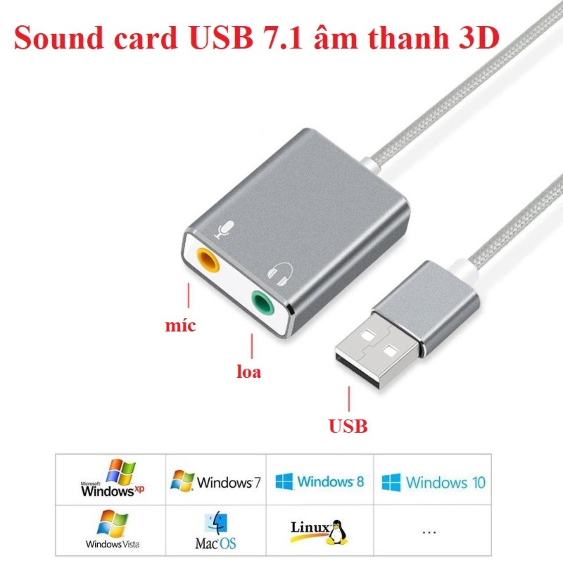 Sound card USB 7.1 âm thanh 3D vỏ nhôm cao cấp giá rẻ