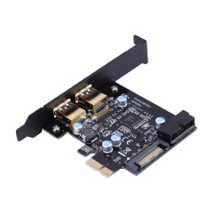 Giá Sốc Thẻ Mở Rộng PCI-E sang 2 cổng PCI USB 3.0 19-Pin Nối nguồn (Quốc Tế)   crystalawaking