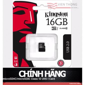 Thẻ nhớ Kingston Micro SDHC Class10 16GB (Đen) + Tặng 1 đầu đọc thẻ nhớ micro (Mẫu ngẫu nhiên)  