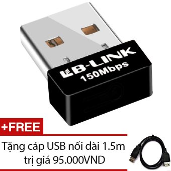 USB thu wifi LB-LINK BL-WN151 Nano (Đen) + Tặng cáp USB nối dài 1.5m-Hàng phân phối chính hãng  