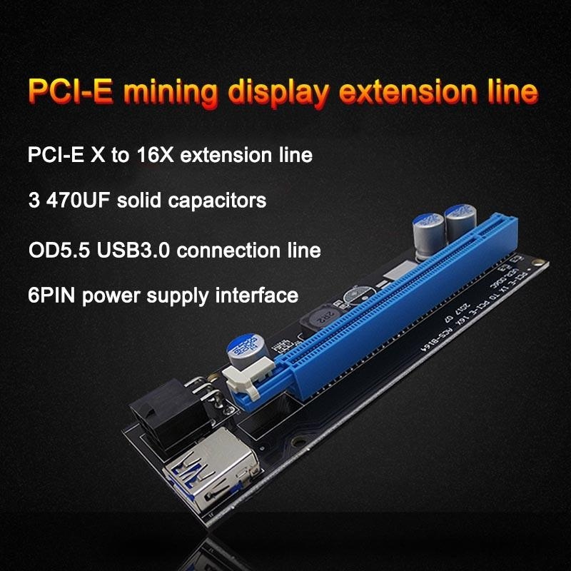Bảng giá YBC PCI Express Riser Card PCI-E 6Pin 1x to 16x Extender with USB 3.0 Data Cable+SATA Power Supply Cable - intl Phong Vũ