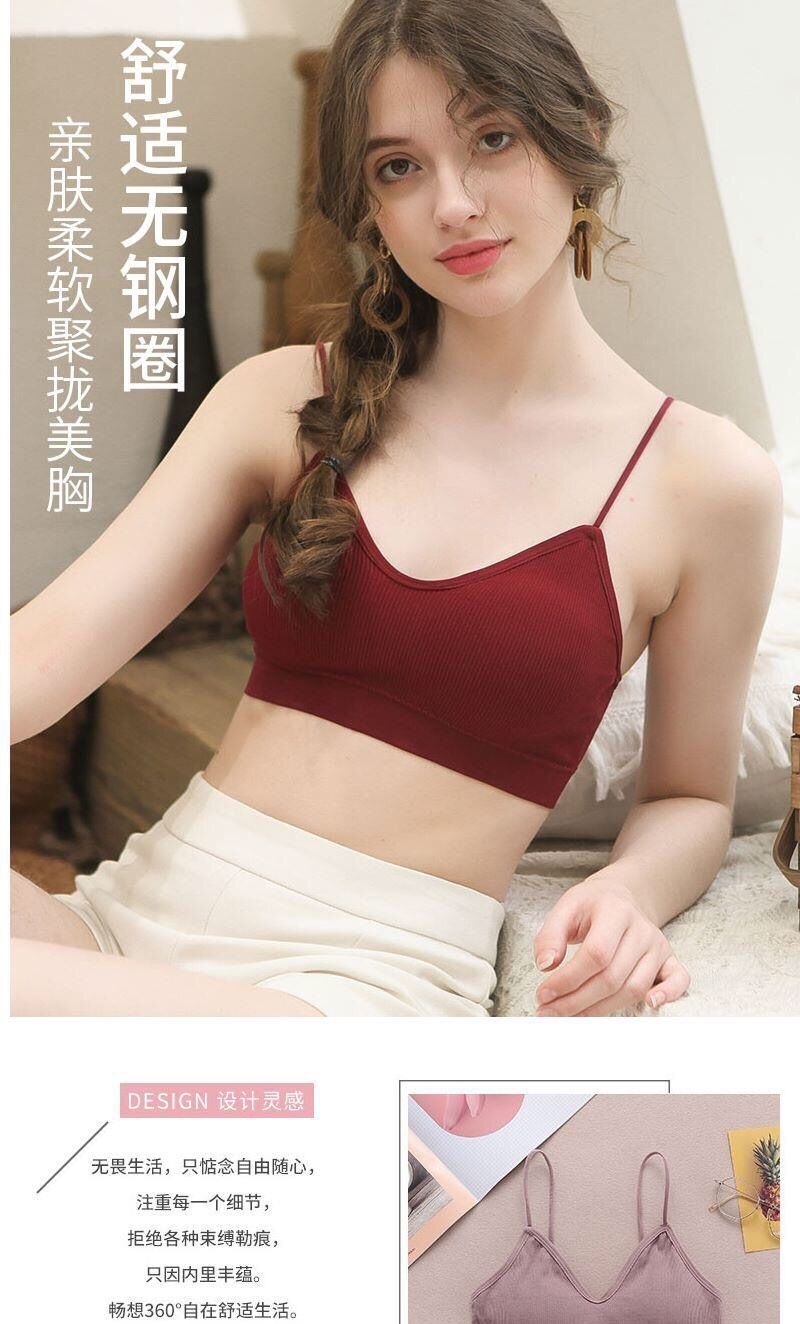 Beauty back bra without rims strapless bra with female students girl han edition middle wrapped chest exposed them render proof 5