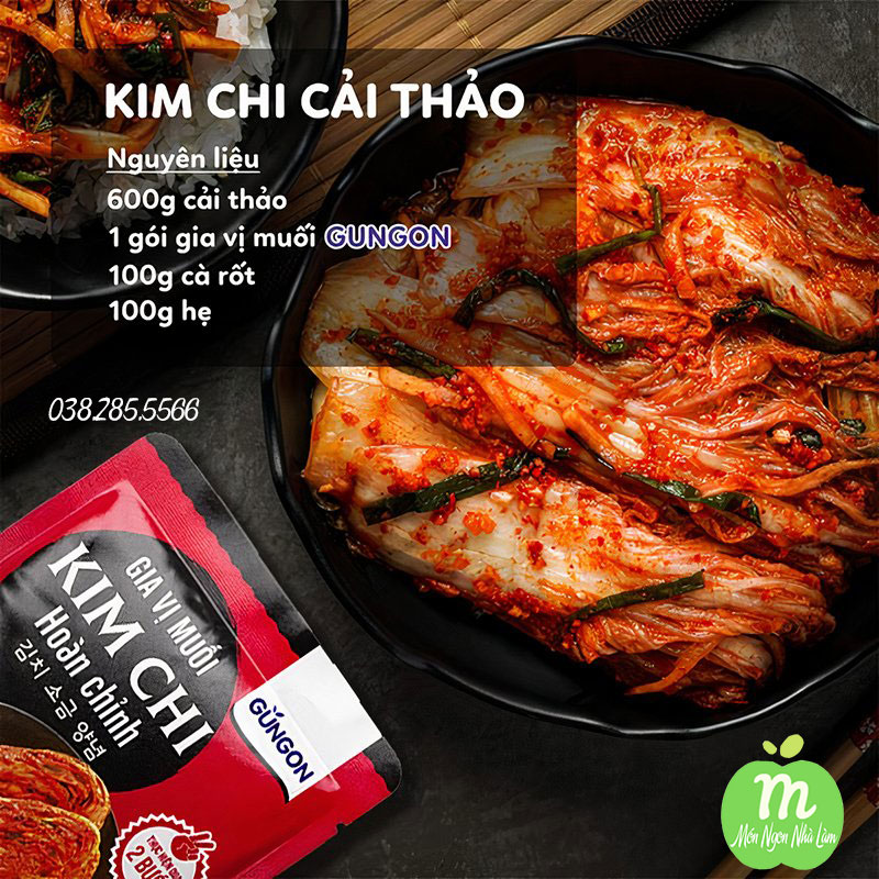 Combo 3 gói Gia vị muối Kim Chi hoàn chỉnh, Bột gia vị làm Kimchi Hàn Quốc Gungon