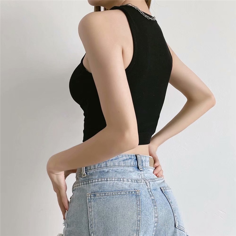 Bag buckles design feeling small sexy brief paragraph coat streets of Europe and the United States ins show thin summer wind tight sleeveless vest 8