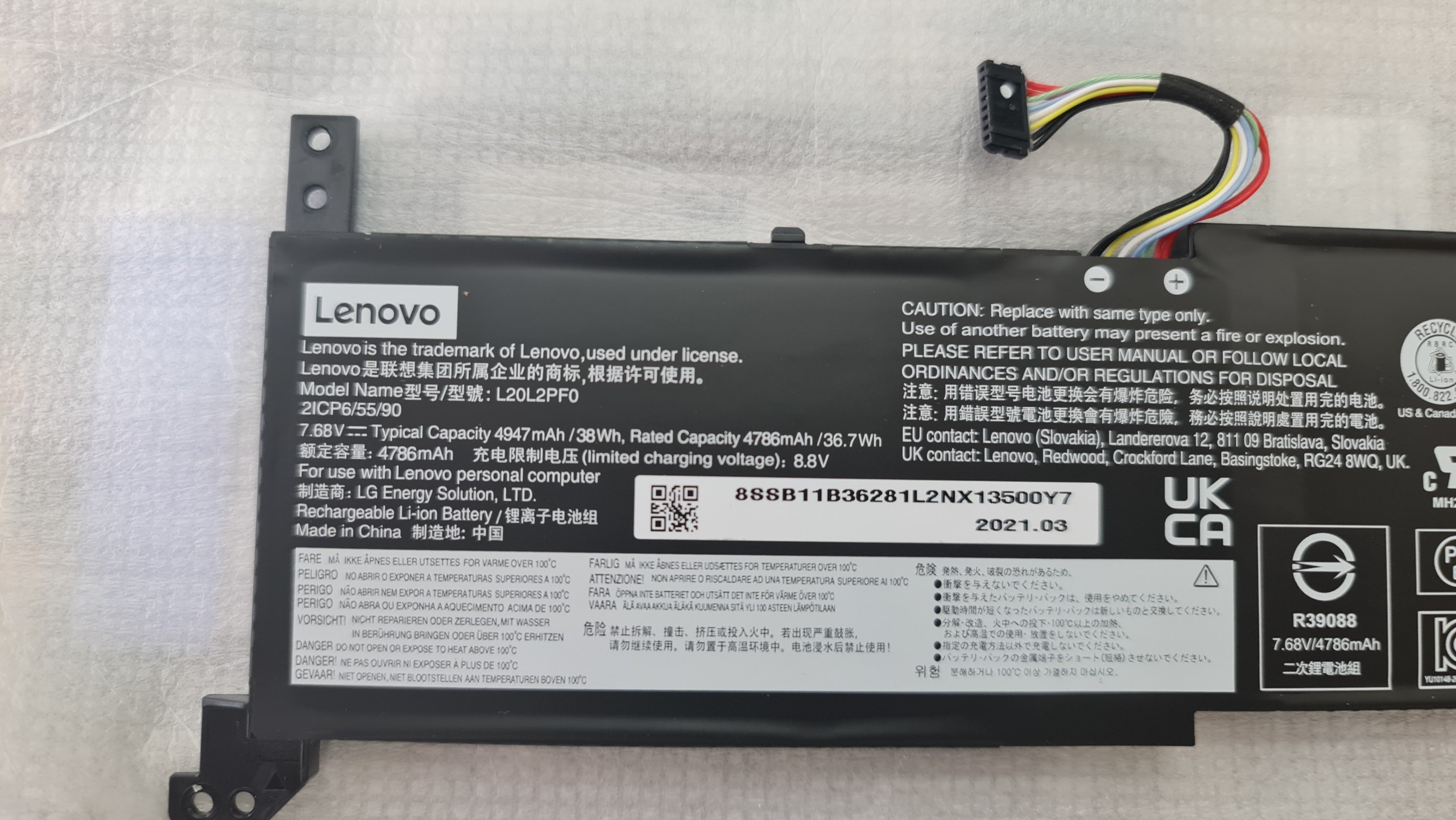 Pin(battery) Lenovo Ideapad 3 Slim 3-14 L20L2PF0 38Wh - PIN ZIN BẢO HÀNH 6  THÁNG LỖI ĐỔI MỚI 