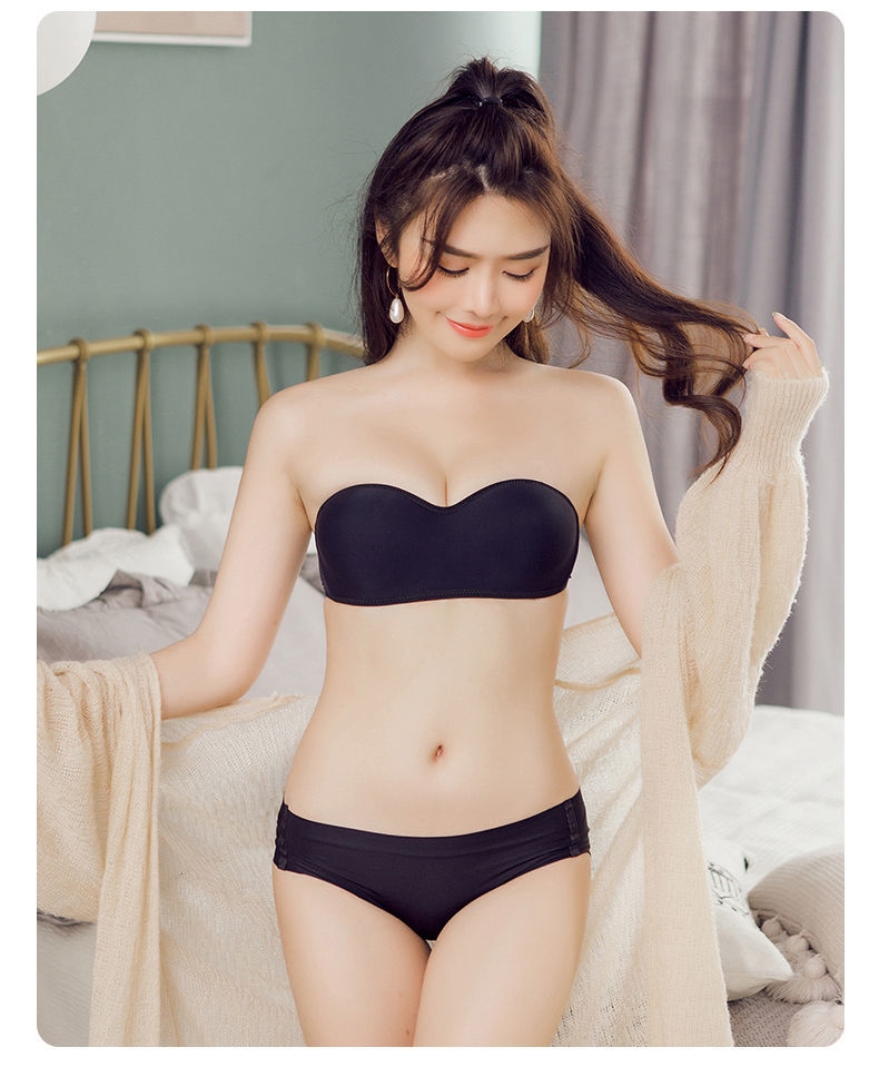 Lanswe together a strapless bra female small chest antiskid stealth of the type that wipe a bosom bra no rims placket non-trace wrapped chest 15