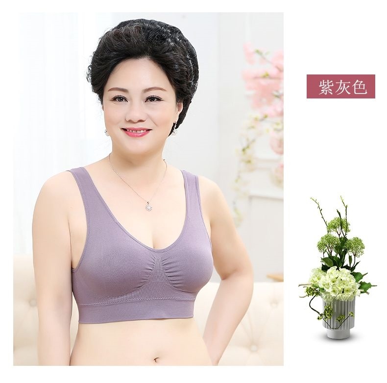 2 piece in middle-aged and old bra cotton vest mother female middle-aged women without rims plus-size underwear bra 19