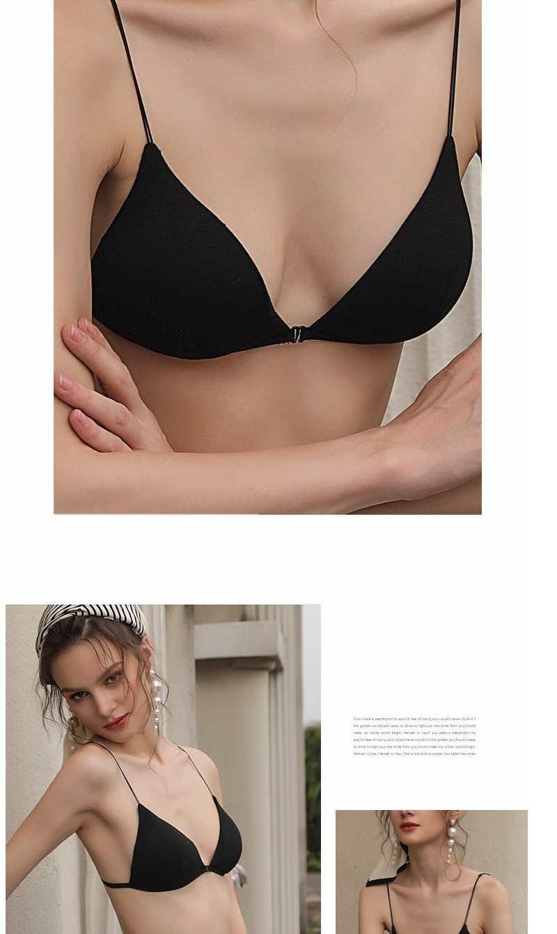 Summer underwear female paragraph thin spaghetti straps beauty back before the triangle cup without rims bra backless flat chest strap bra 16