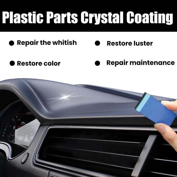 Plastics Parts Crystal Coating Plastics Trim Restorer for Cars Excellent  Car Plastics Restorer with Sponge for Car Door Frames Door Panels and  Pedals standard