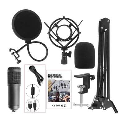 Recording Studio Set Condenser Microphone Audio Studio Sound Recording USB Microphone Kit 192KHZ/24BIT Professional Podcast Condenser Mic for PC Studio Recording Mic Kit with Sound Card (1)