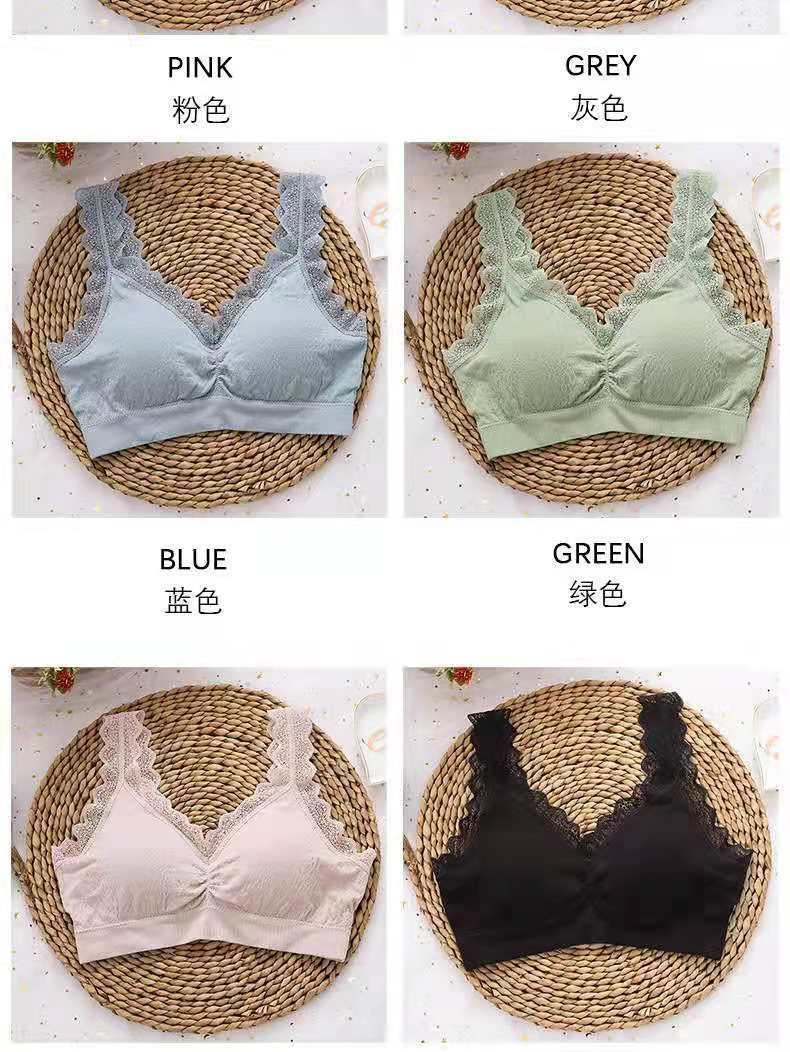 Modal Thailand latex non-trace lace beauty back without rims together movement prevent sagging vest bra underwear women 10