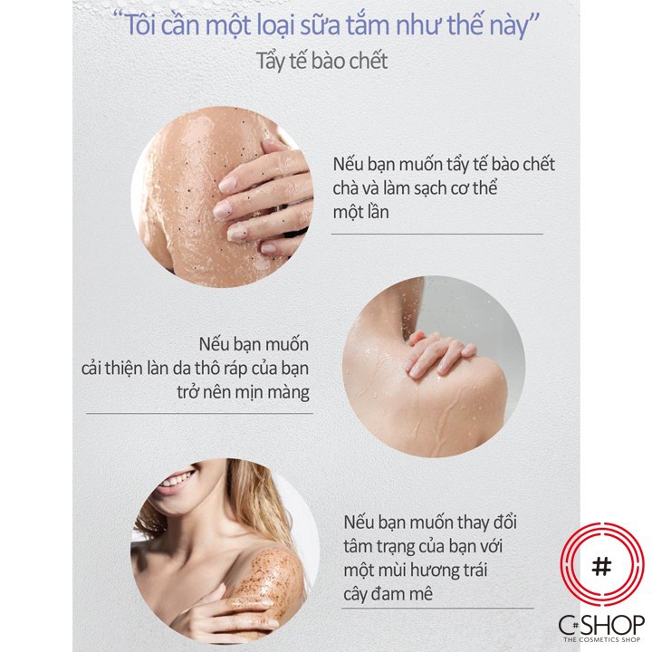 Tẩy tế bào chết dưỡng trắng và cấp ẩm cho da Frudia My Orchard Passion Fruit Scrub Body Wash