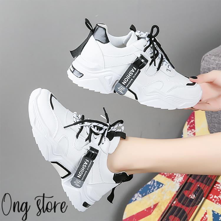 Giày học sinh nữ Hàn Quốc siêu đẹp , Giày thể thao nữ đế cao màu trắng 5 cm