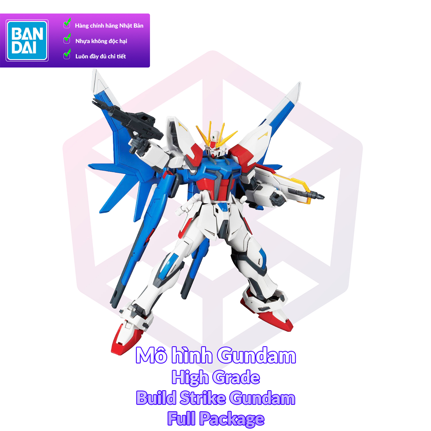 Mô Hình Lắp Ráp Gundam Bandai HGBF 001 Build Strike Gundam Full Package