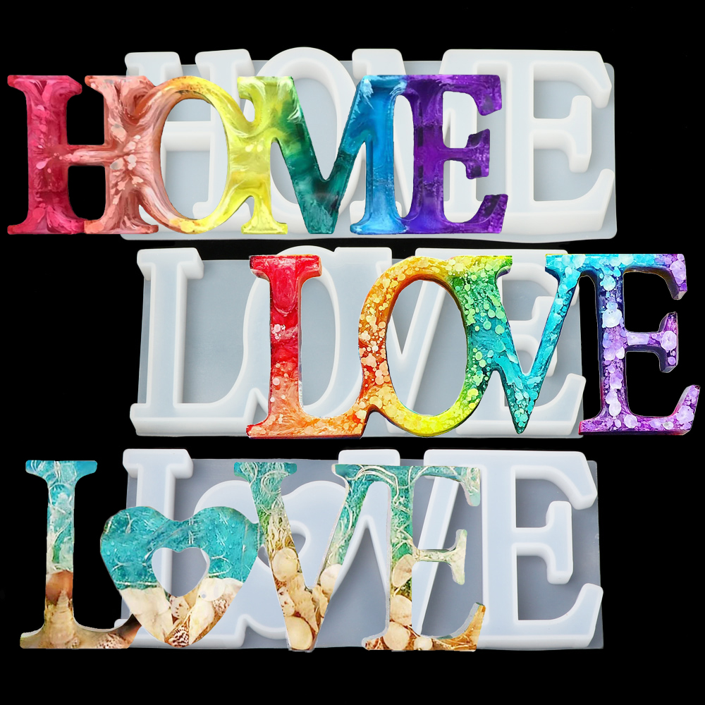SEHLW953 DIY Handmade LOVE/HOME/ตัวหนังสือ FAMILY ป้ายรักแม่พิมพ์เรซินซิลิโคนหล่อเครื่องประดับทำแม่พิมพ์กาวคริสตัล