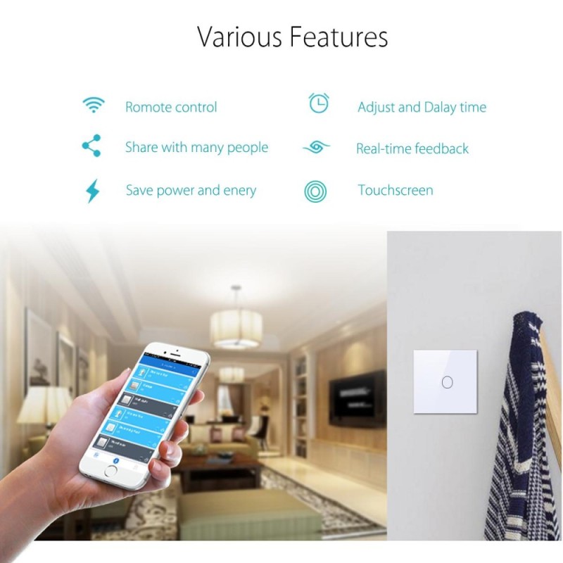 Bảng giá 1 gang 1 way WIFI Smart Wall Light Remote Control Switch For Amazon Alexa Echo - intl