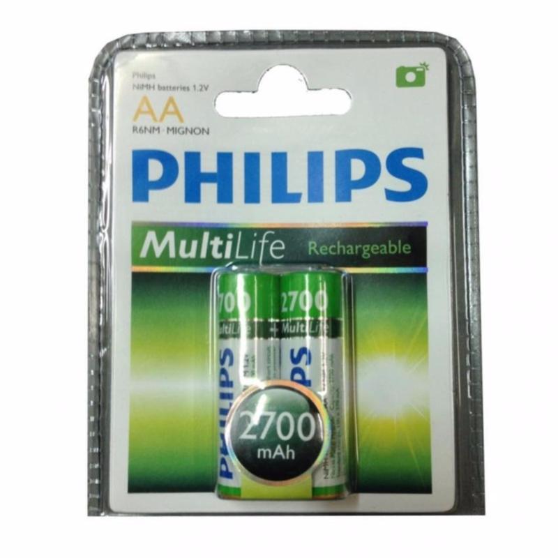 Bảng giá 1 vỉ pin sạc 2 viên Philips AA NiMH 2700 mAh R6B2A270/97 (Xanh lá)