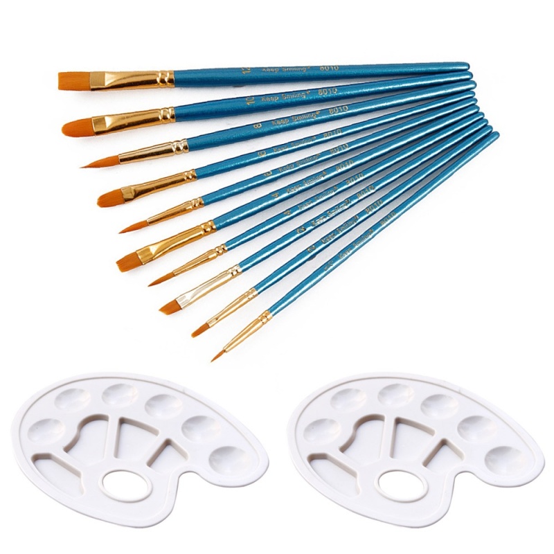 Mua 10pcs Professional Nylon Hair Round Pointed Tip Paint Brush Set
Painting Supplies with 2pcs Painting Tray Palettes - intl