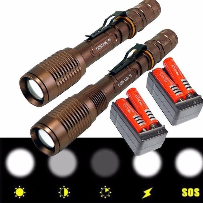 Bảng giá Mua 2 x 3000Lumen Tactical CREE XML T6 LED Flashlight Torch+18650 &
- intl