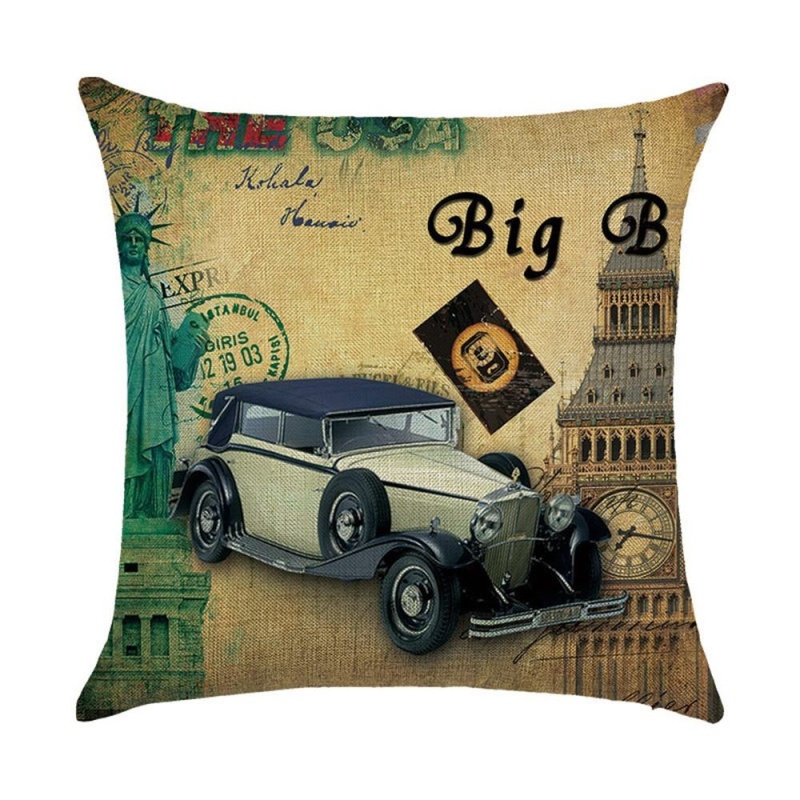 Bảng giá Mua 2017 New Cotton Linen Square Decor Throw Pillow Case Cushion Cover landscape B - intl