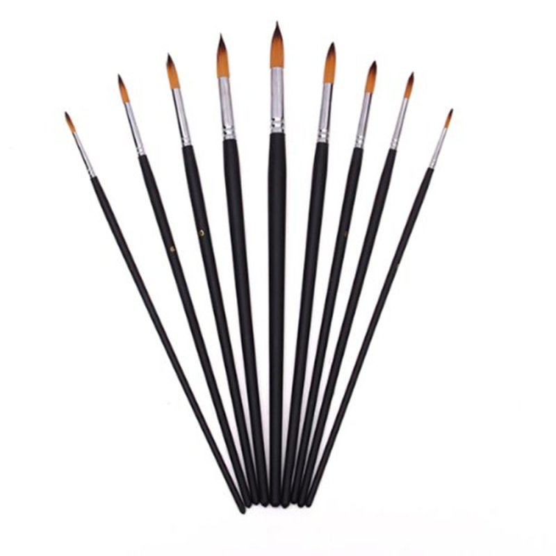 Mua 9pcs Wooden Artist Round Toe Brush Set for Oil Paint Acrylic Paint
(Black)