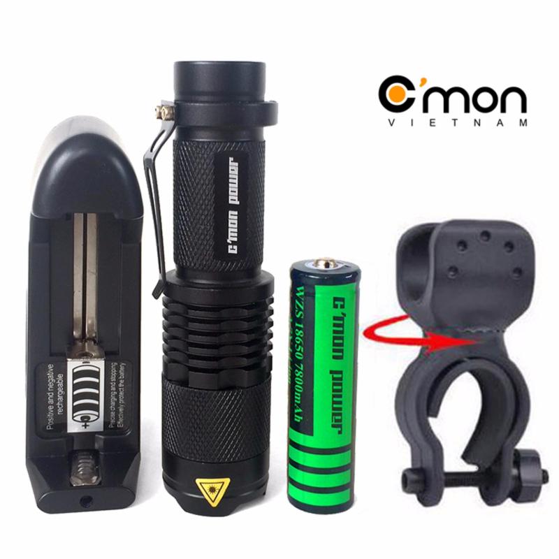 Bảng giá Bộ 1 đèn pin siêu sáng CMON TRAVELER XML-T6 LED 10W 1400lm chiếu
xa 300m + 1 pin sạc lithium 7800mAh + 1 cục sạc + giá đèn pin xe
đạp (đen)