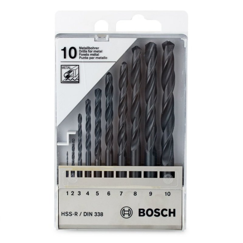 Bộ 10 mũi khoan Bosch HSS-R DIN338