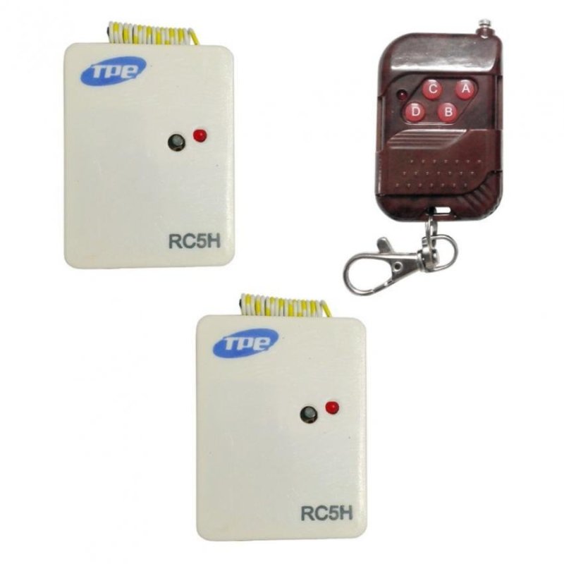 Bộ 2 công tắc điều khiển từ xa cho máng đèn sóng RF TPE RC5H + Remote RF vỏ vân gỗ R1VG315