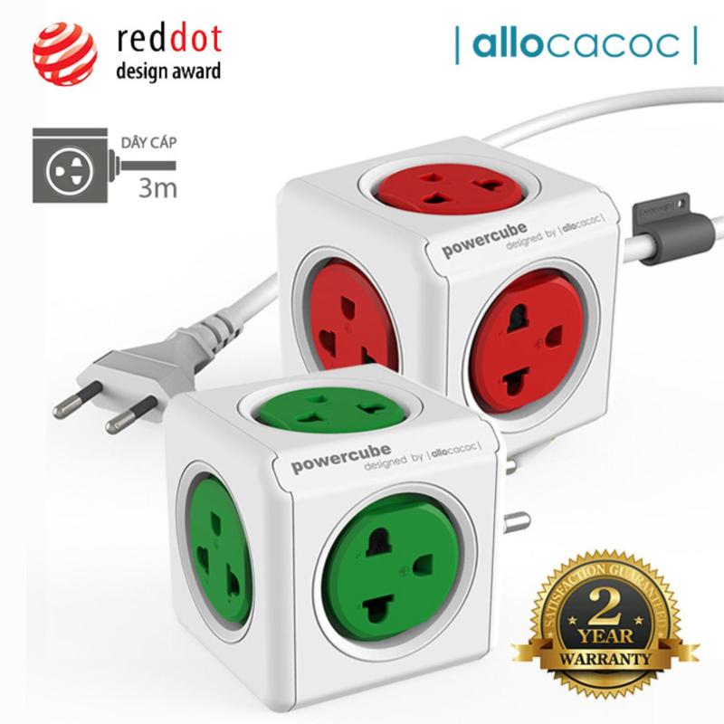 Bảng giá Bộ 2 Ổ Cắm Điện Allocacoc PowerCube Extended + Original 10 Ổ Cắm Dây Cáp 3m - Hàng Nhập Khẩu